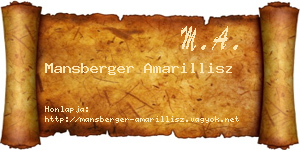 Mansberger Amarillisz névjegykártya